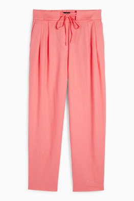 Business kalhoty - high waist - tapered fit - lněná směs