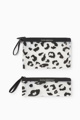 Set - beauty case - 2 pezzi - stampa leopardata
