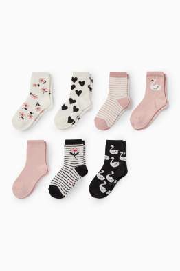 Multipack 7er – Schwan, Blume und Herz - Socken mit Motiv