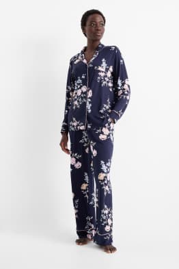 Pyjama en viscose - à fleurs