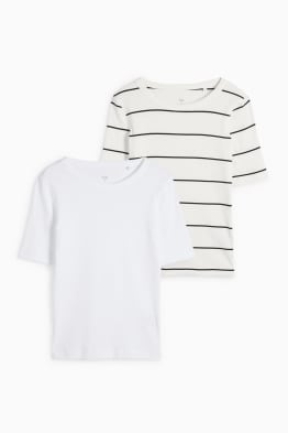 Lot de 2 - T-shirts basiques - côtelés