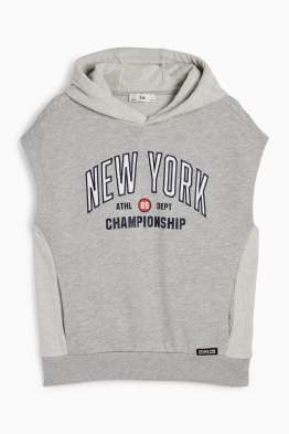 New York - felpa con cappuccio smanicata