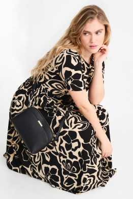 Sukienka fit & flare z paskiem - w kwiaty