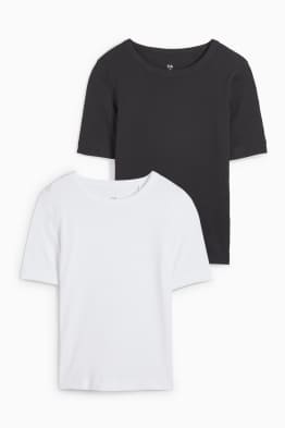 Lot de 2 - T-shirts basiques - côtelés