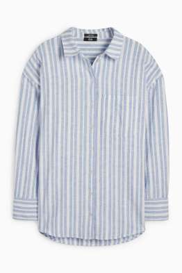 Blusa - mezcla de lino - de rayas