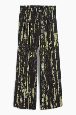 Pantalon en toile - high waist - wide leg - à motif