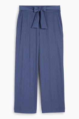 Pantalón básico de jersey - mid waist - wide leg - con textura
