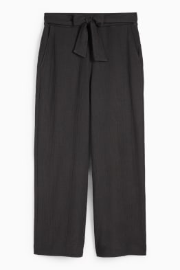 Pantalón básico de jersey - mid waist - wide leg - con textura