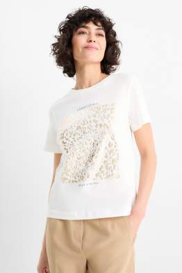 Camiseta - con brillos - estampado de leopardo