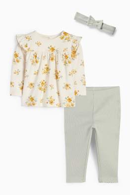 Petites fleurs - tenue pour bébé - 3 pièces