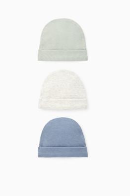 Lot de 3 - bonnet rond pour bébé - côtelé