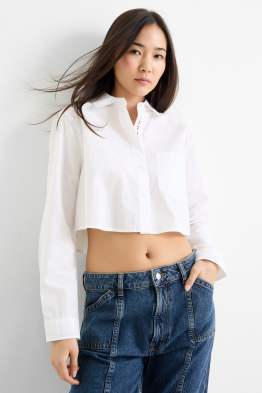 Korte blouse van popeline