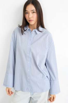 Blouse van popeline - gestreept
