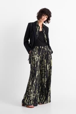 Pantalon en toile - high waist - wide leg - à motif