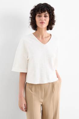 T-shirt en bouclé à col V