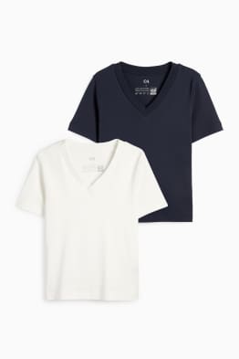 Multipack 2er - Basic-T-Shirt mit V-Ausschnitt