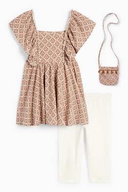 Bloem - set - T-shirt, legging en tasje - 3-delig