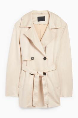 Short trench coat - faux suede
