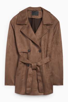 Short trench coat - faux suede