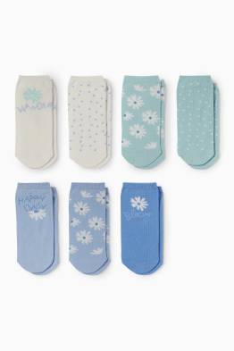 Multipack 7er - Blumen und Punkte - Socken mit Motiv