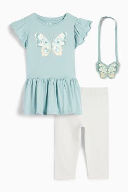 Vlinder - set - jurk, legging en tasje - 3-delig