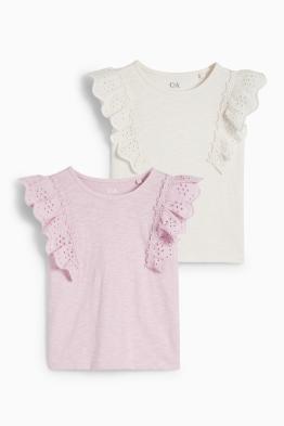 Set van 2 - T-shirt - Broderie Anglaise