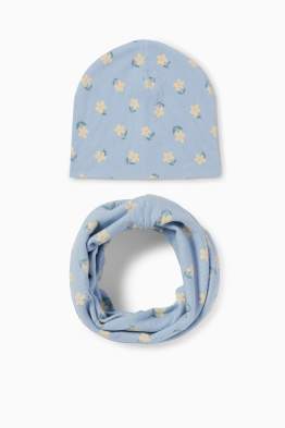 Bloem - set - beanie en colsjaal - geribd - 2-delig