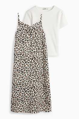 Luipaard - set - T-shirt en jurk - 2-delig