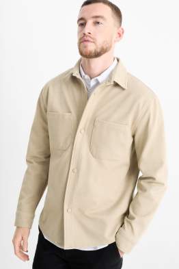 Overhemdjas - relaxed fit - kent - met structuur