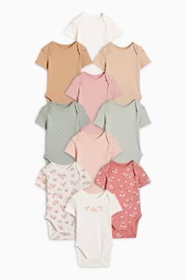 Multipack 10er - Blümchen und Elefant - Baby-Body