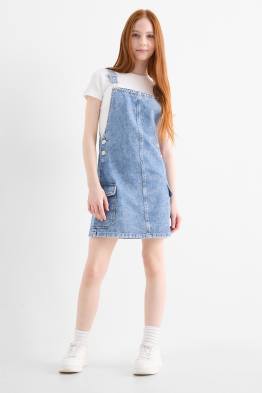Set - T-shirt en denim overgooier - 2 delig