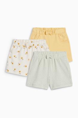 Multipack 3er - Blümchen - Baby-Sweatshorts