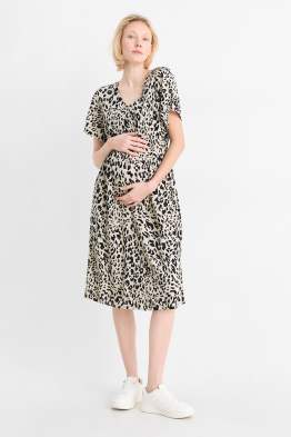 Robe d’allaitement à col V en viscose - imprimé léopard