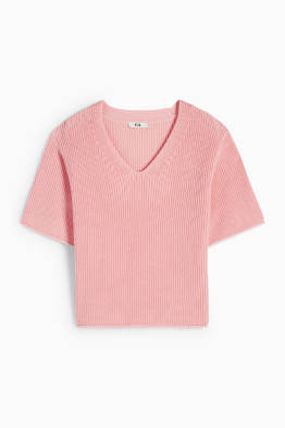 Strickpullover mit V-Ausschnitt - kurzarm