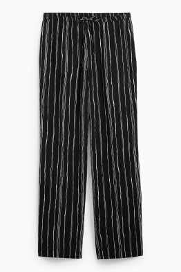 Pantaloni - vita alta - taglio ampio - righe - tessuto tramato