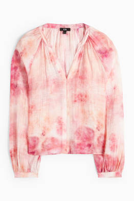 Bluse mit V-Ausschnitt - gemustert