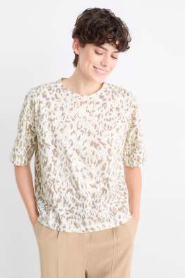 Samarreta de màniga curta - brillant - estampat de lleopard