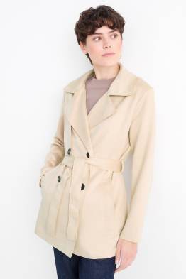 Short trench coat - faux suede