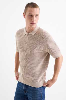 Knitted polo shirt - textured