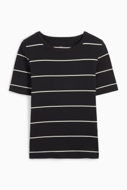 T-Shirt - gerippt - gestreift