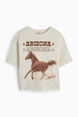 Caballo - camiseta de manga corta con pedrería