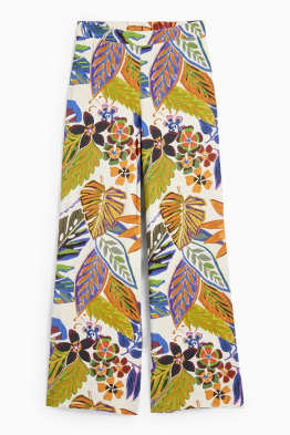 Pantaloni - vita alta - gamba ampia - a fiori