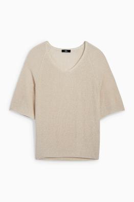 Maglione in maglia - maniche corte - a coste
