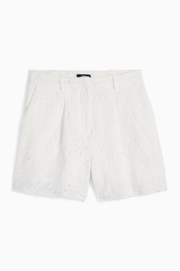 Šortky - high waist - anglická krajka