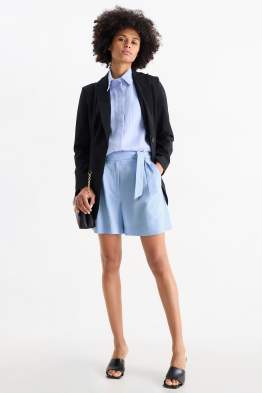 Shorts mit Leinen-Anteil - High Waist