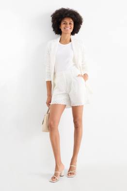 Šortky - high waist - anglická krajka