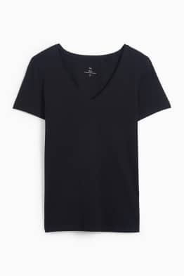T-shirt basic con scollo a V - slim fit
