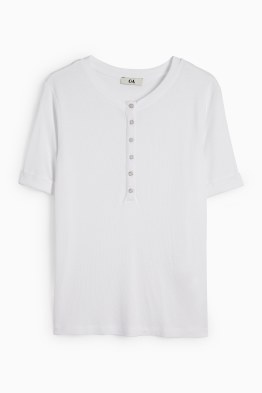 Basic-Henley-Shirt - Slim Fit - gerippt