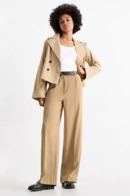 Pantaloni di stoffa - vita alta - gamba larga
