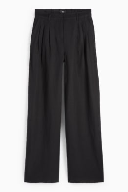 Plátěné kalhoty - high waist - wide leg - lněná směs